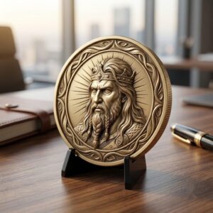 Viking Warrior Relief Coin Depth Map, Norse Mythology Laser Design