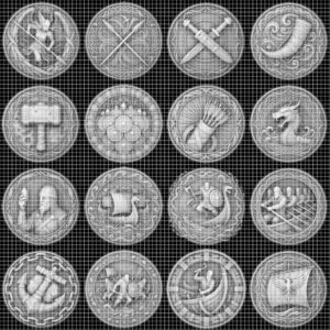 Viking Warrior Relief Coin Depth Map, Norse Mythology Laser Design