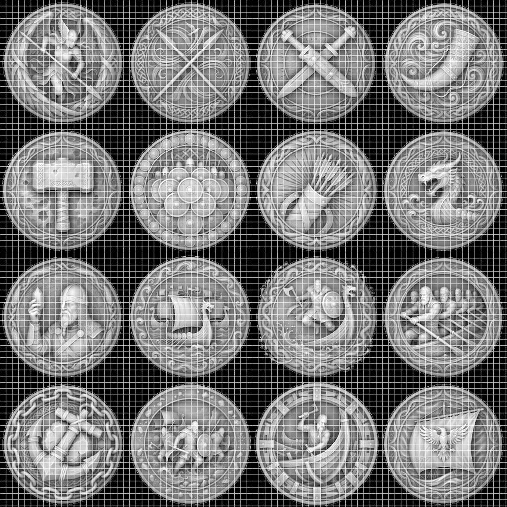Viking Warrior Relief Coin Depth Map, Norse Mythology Laser Design