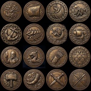 Viking Warrior Relief Coin Depth Map, Norse Mythology Laser Design