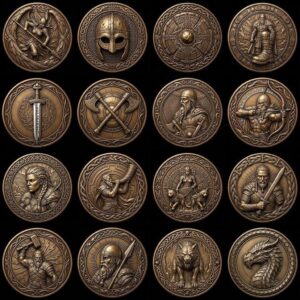 Viking Warrior Relief Coin Depth Map, Norse Mythology Laser Design