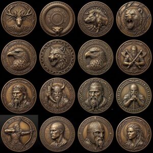 Viking Warrior Relief Coin Depth Map, Norse Mythology Laser Design