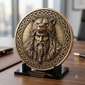 Viking Warrior Relief Coin Depth Map, Norse Mythology Laser Design