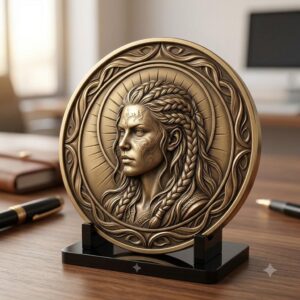 Viking Warrior Relief Coin Depth Map, Norse Mythology Laser Design
