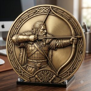 Viking Warrior Relief Coin Depth Map, Norse Mythology Laser Design