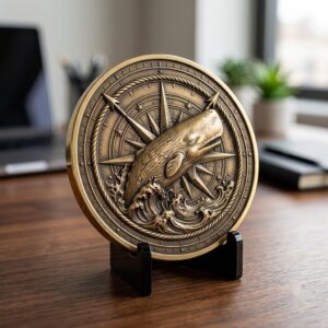 Vintage Nautical Coin Engraving File, Compass And Depth Map PNG Bundle
