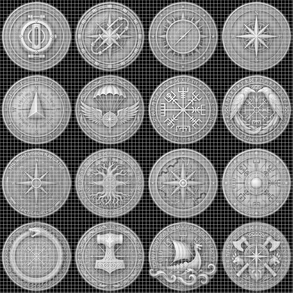Vintage Nautical Coin Engraving File, Compass And Depth Map PNG Bundle