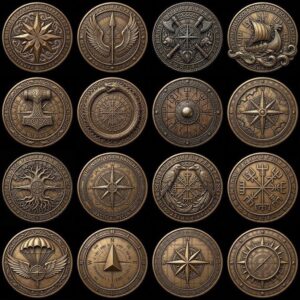 Vintage Nautical Coin Engraving File, Compass And Depth Map PNG Bundle