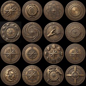 Vintage Nautical Coin Engraving File, Compass And Depth Map PNG Bundle