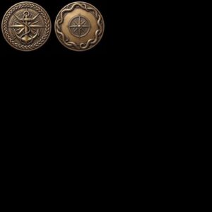 Vintage Nautical Coin Engraving File, Compass And Depth Map PNG Bundle