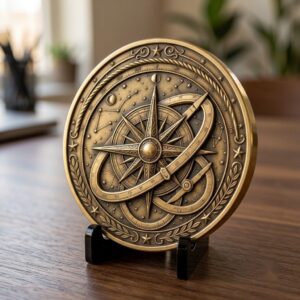 Vintage Nautical Coin Engraving File, Compass And Depth Map PNG Bundle