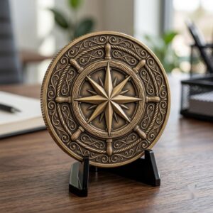 Vintage Nautical Coin Engraving File, Compass And Depth Map PNG Bundle
