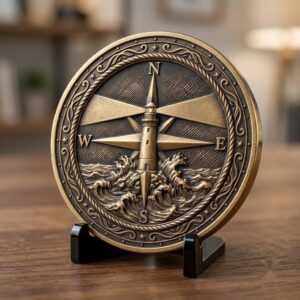 Vintage Nautical Coin Engraving File, Compass And Depth Map PNG Bundle