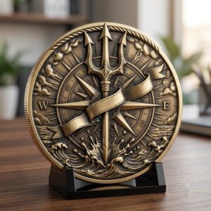 Vintage Nautical Coin Engraving File, Compass And Depth Map PNG Bundle