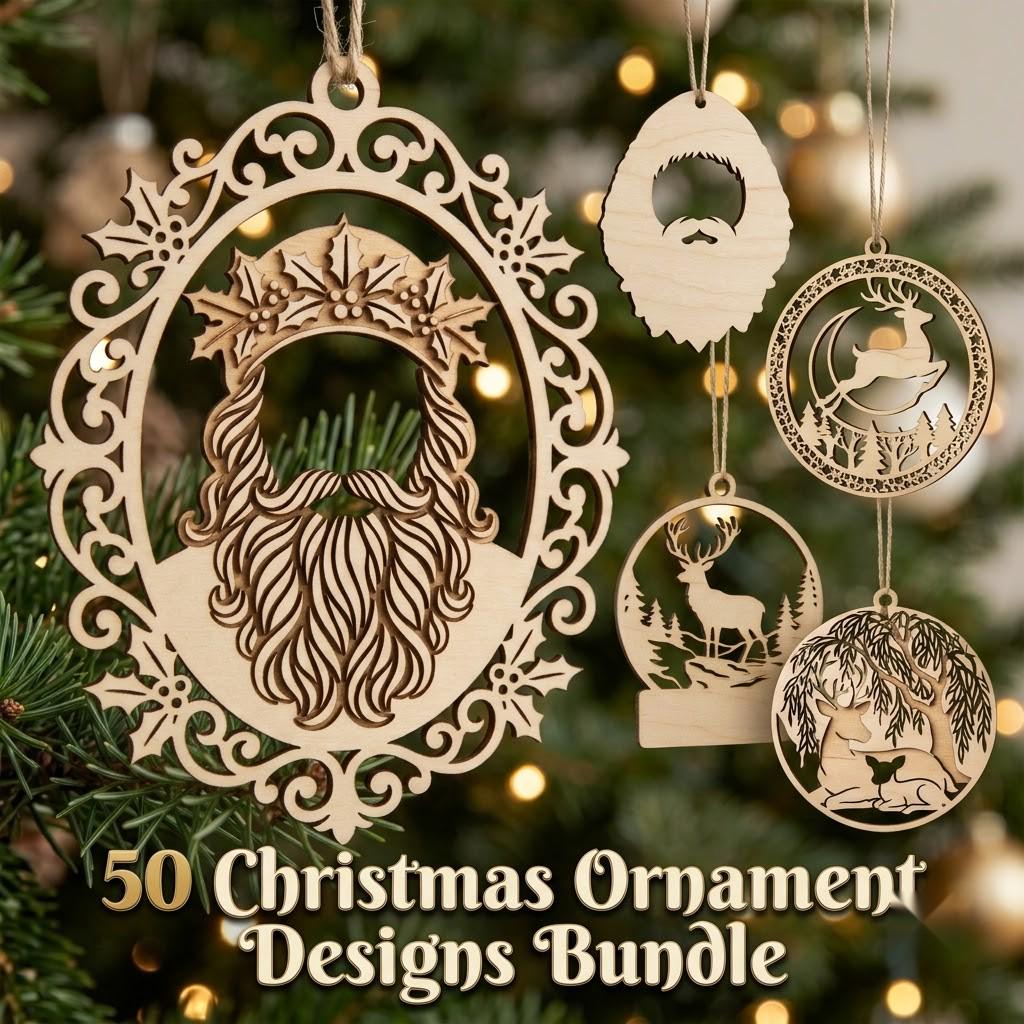 Vintage Santa Claus Christmas Ornament, 3D Multi Layered Wood Bauble