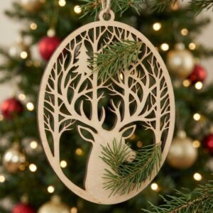 Vintage Santa Claus Christmas Ornament, 3D Multi Layered Wood Bauble