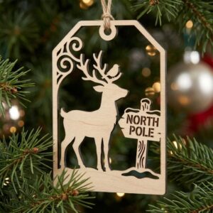 Vintage Santa Laser Engraved Ornament, Rustic Victorian Christmas Wood Bauble