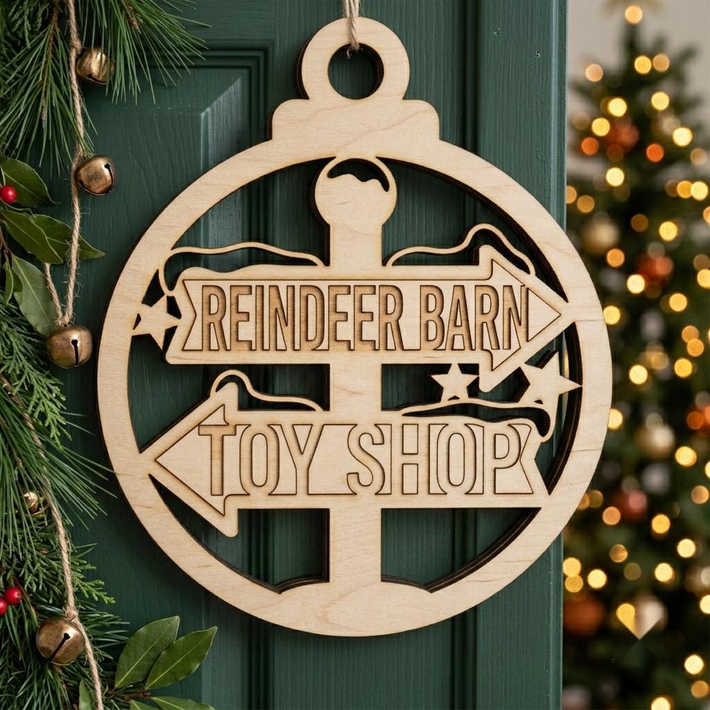 Whimsical Elf Door Hanger, Santa Workshop Decor, Holiday Sign Bundle