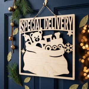 Whimsical Elf Door Hanger, Santa Workshop Decor, Holiday Sign Bundle