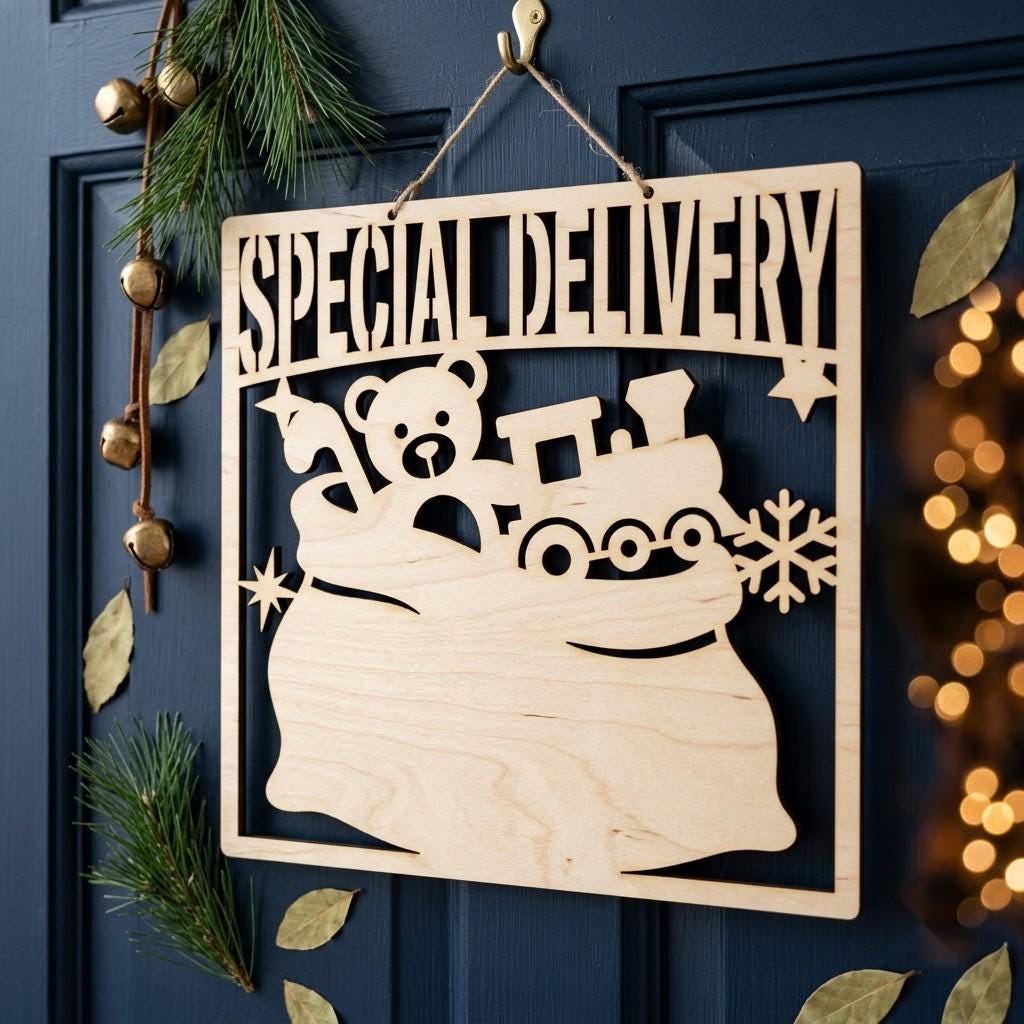 Whimsical Elf Door Hanger, Santa Workshop Decor, Holiday Sign Bundle