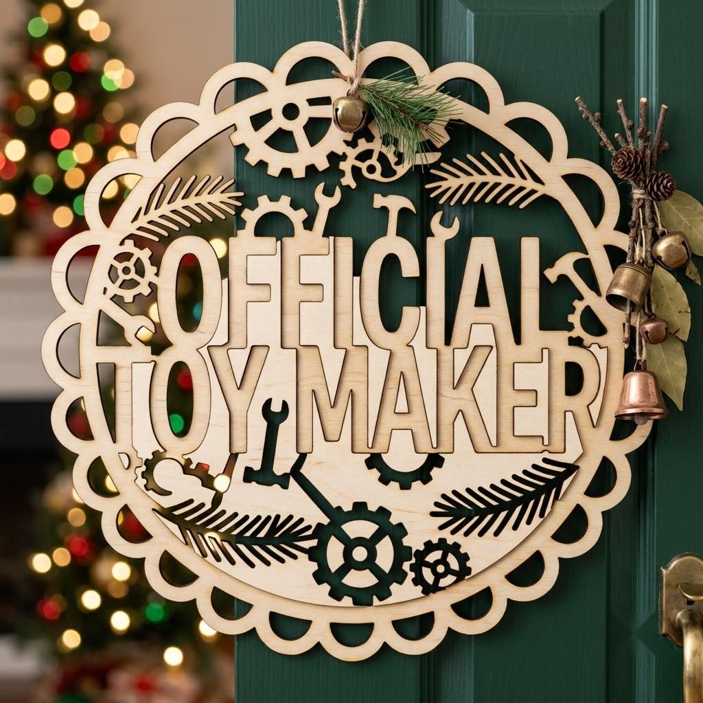 Whimsical Elf Door Hanger, Santa Workshop Decor, Holiday Sign Bundle
