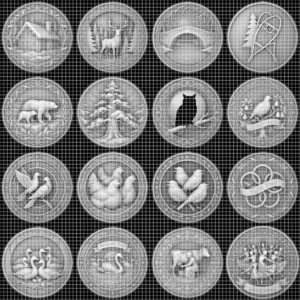 Winter Medallion Relief File, Snowy Pine Forest Token, Coin Engraving Depth Map