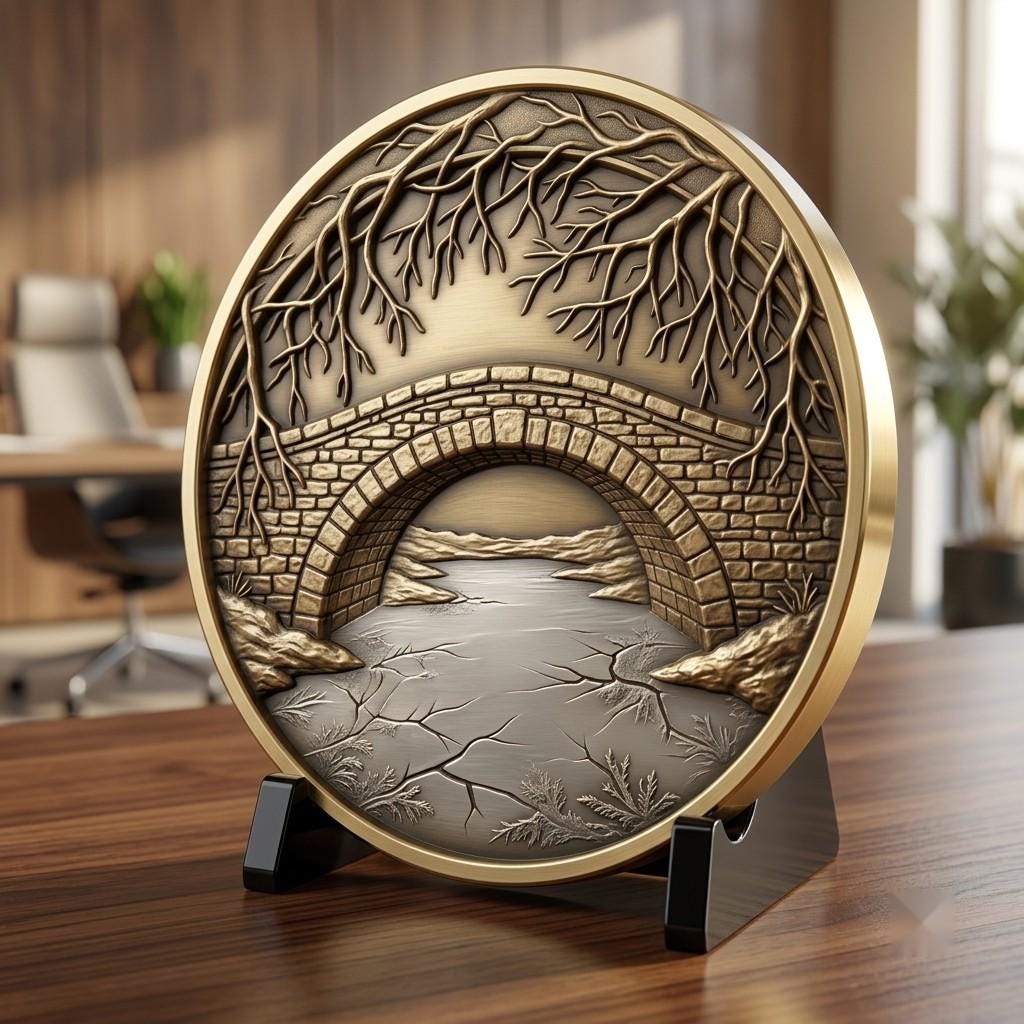 Winter Medallion Relief File, Snowy Pine Forest Token, Coin Engraving Depth Map