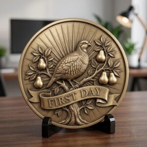 Winter Medallion Relief File, Snowy Pine Forest Token, Coin Engraving Depth Map