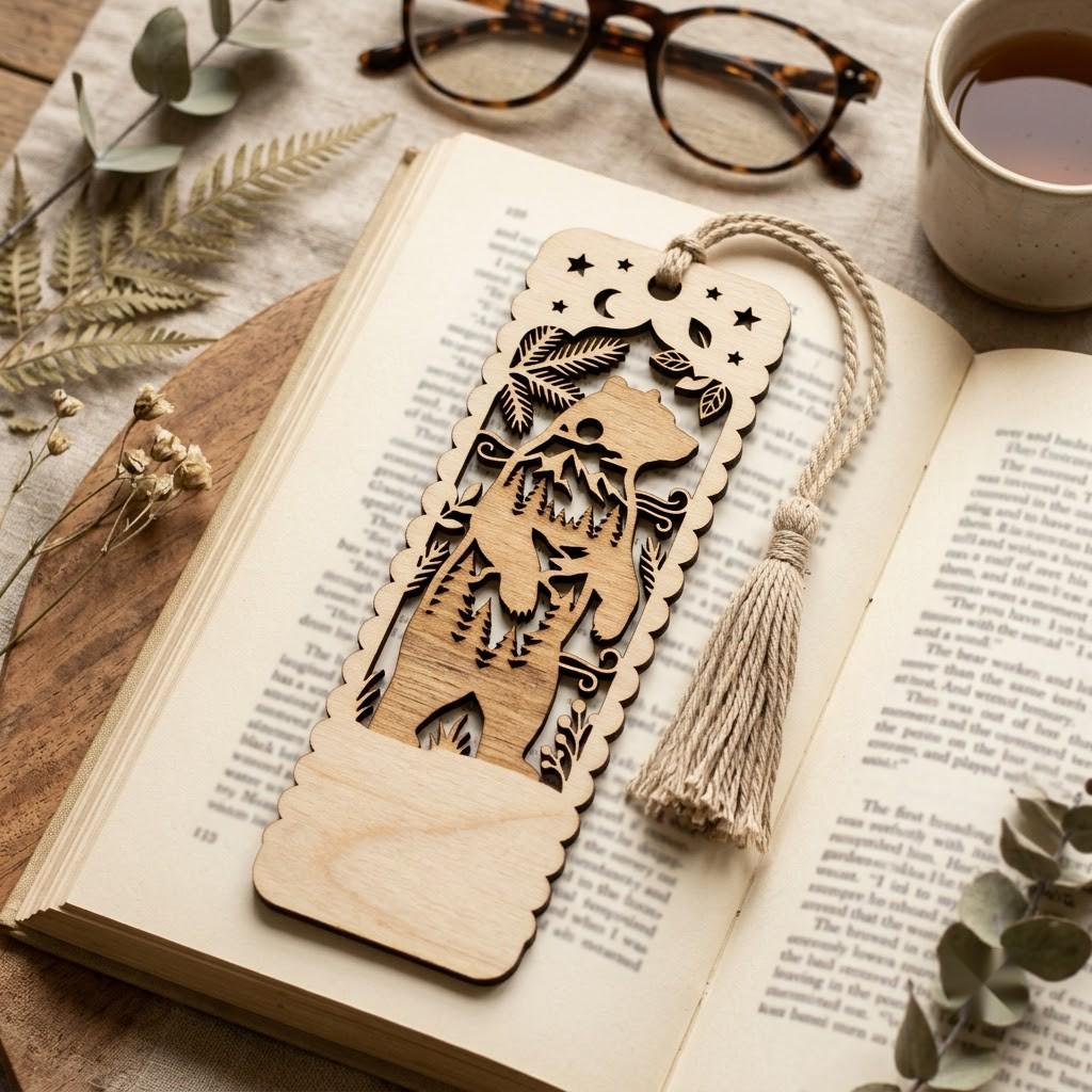 Woodland Animal Bookmark Laser File, Geometric Low Poly Engraving Patterns, 38 Designs
