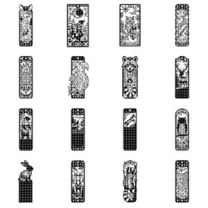 Woodland Animal Bookmark Laser File, Geometric Low Poly Engraving Patterns, 38 Designs