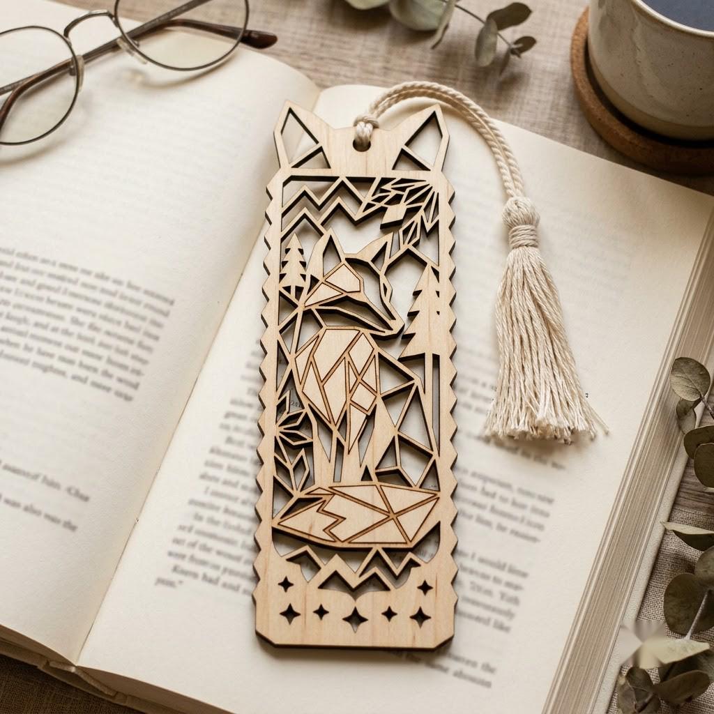 Woodland Animal Bookmark Laser File, Geometric Low Poly Engraving Patterns, 38 Designs