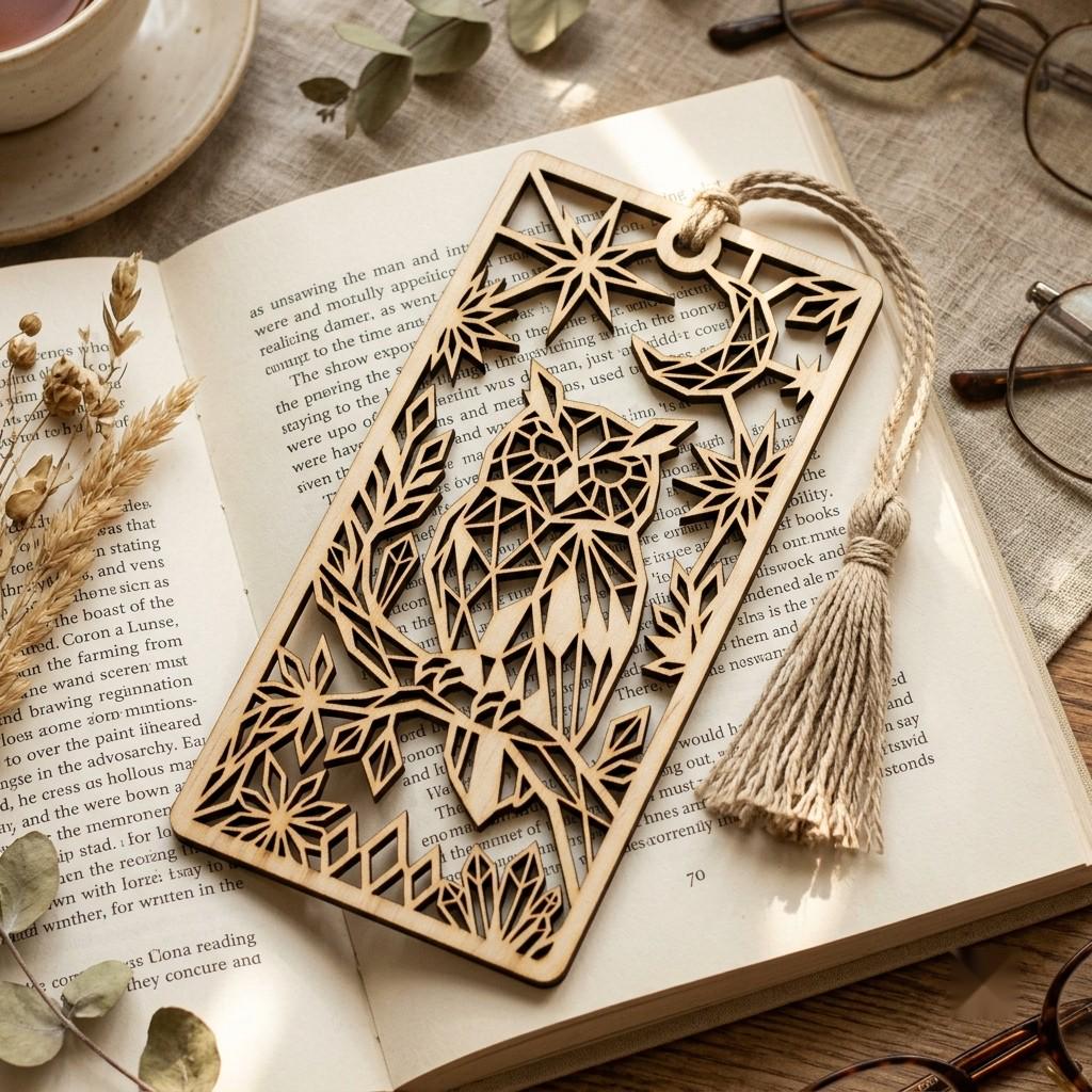 Woodland Animal Bookmark Laser File, Geometric Low Poly Engraving Patterns, 38 Designs