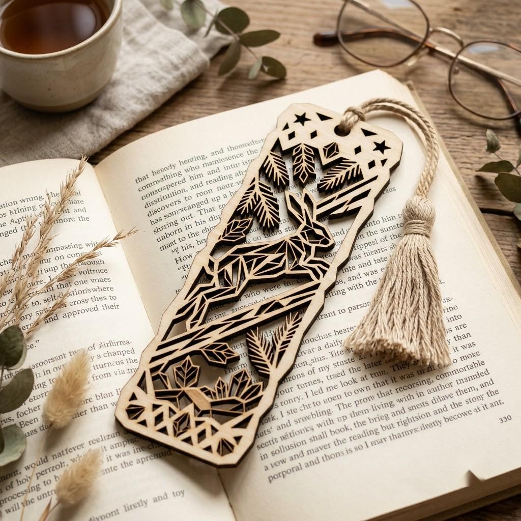 Woodland Animal Bookmark Laser File, Geometric Low Poly Engraving Patterns, 38 Designs