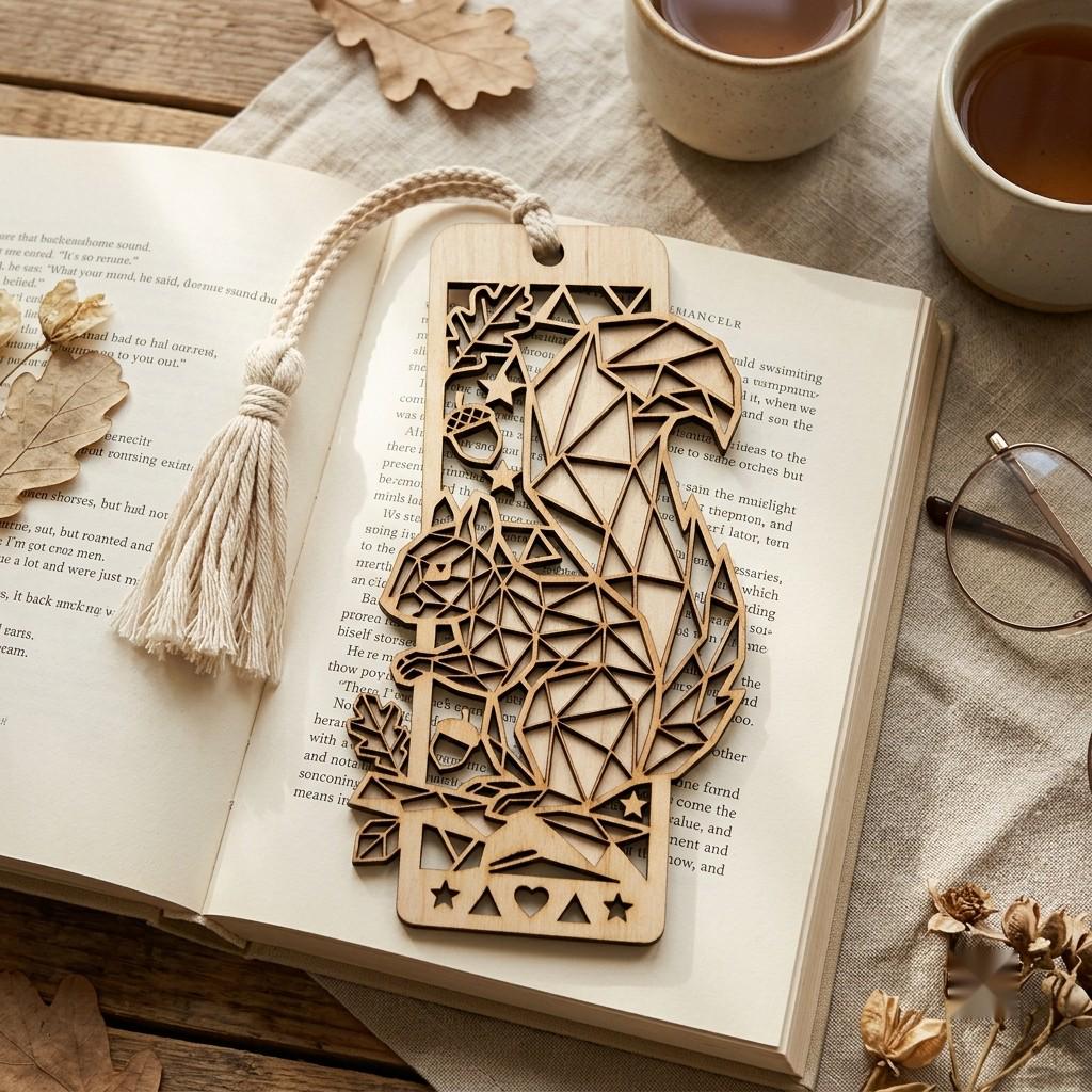 Woodland Animal Bookmark Laser File, Geometric Low Poly Engraving Patterns, 38 Designs