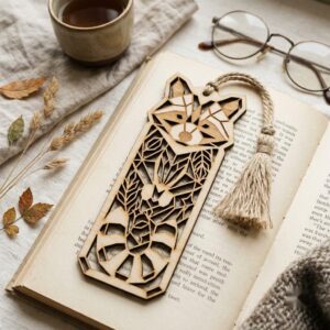 Woodland Animal Bookmark Laser File, Geometric Low Poly Engraving Patterns, 38 Designs
