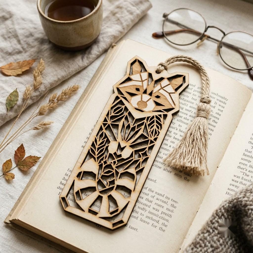 Woodland Animal Bookmark Laser File, Geometric Low Poly Engraving Patterns, 38 Designs