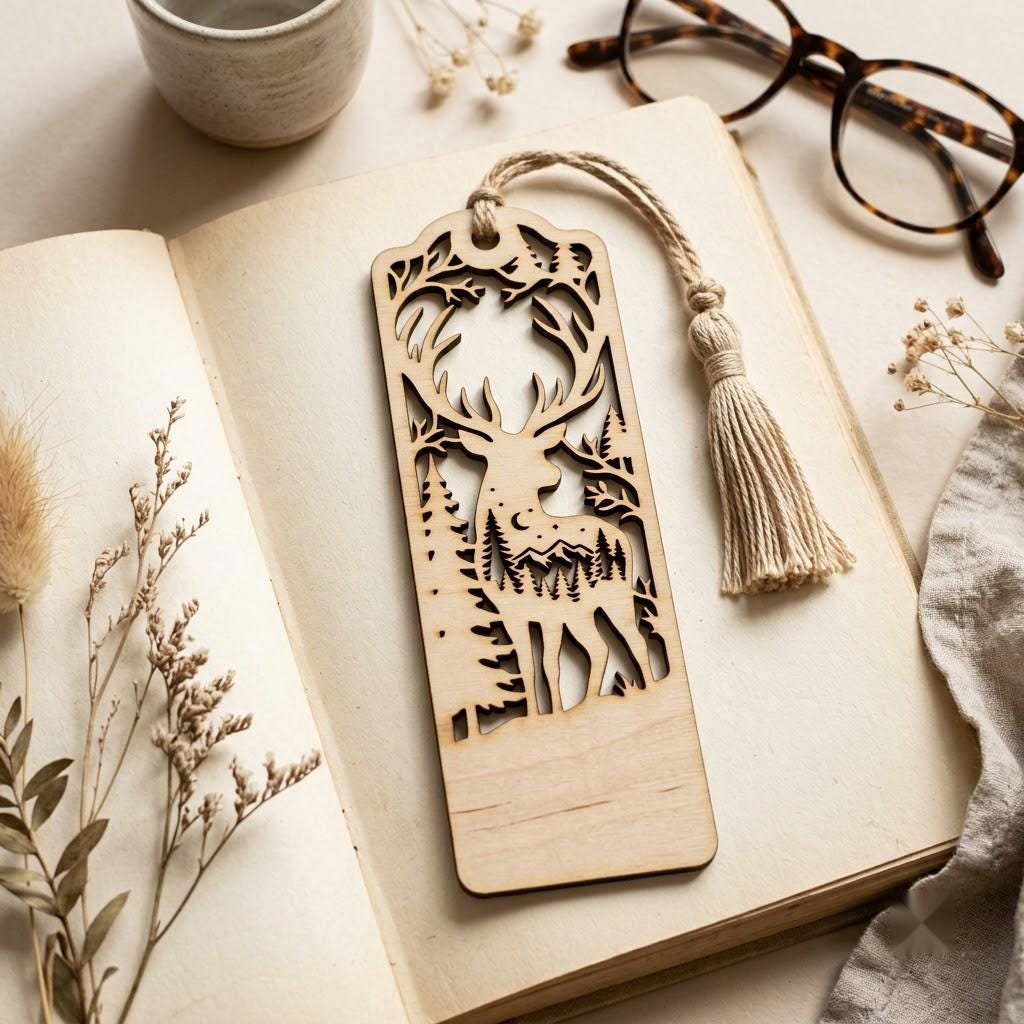Woodland Animal Bookmark Laser File, Geometric Low Poly Engraving Patterns, 38 Designs