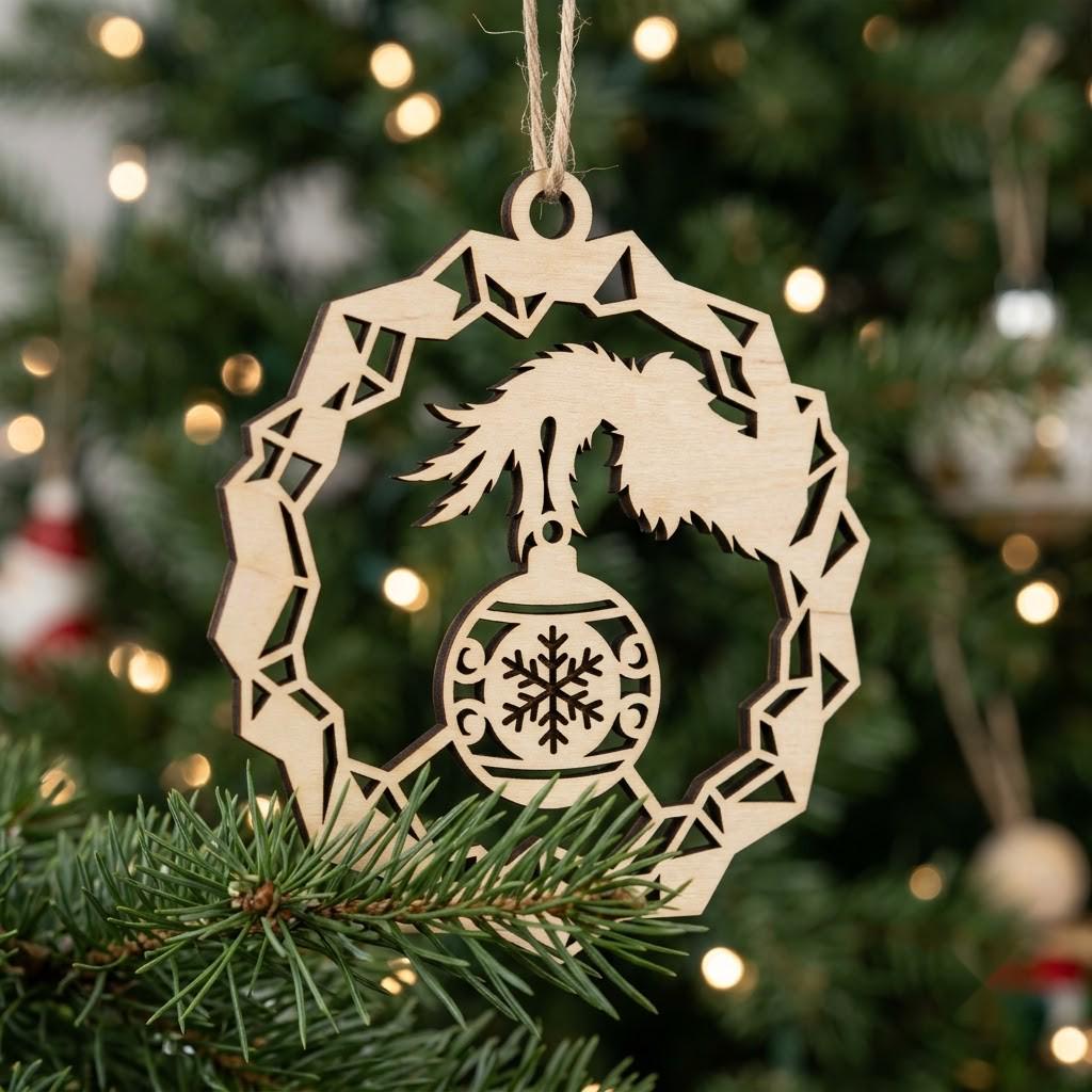 Woodland Reindeer Christmas Ornament Laser File, Winter Forest Mountain Bundle