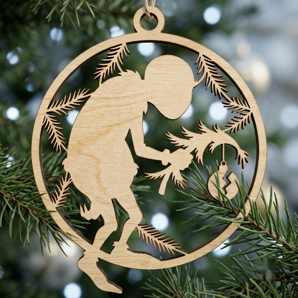 Woodland Reindeer Christmas Ornament Laser File, Winter Forest Mountain Bundle